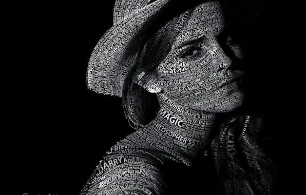 Picture text, Emma Watson, Emma Watson, Typography, Portrait, Text