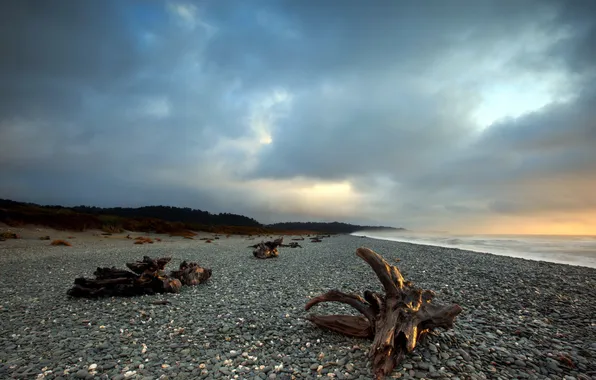 Sea, landscape, sunset, shore