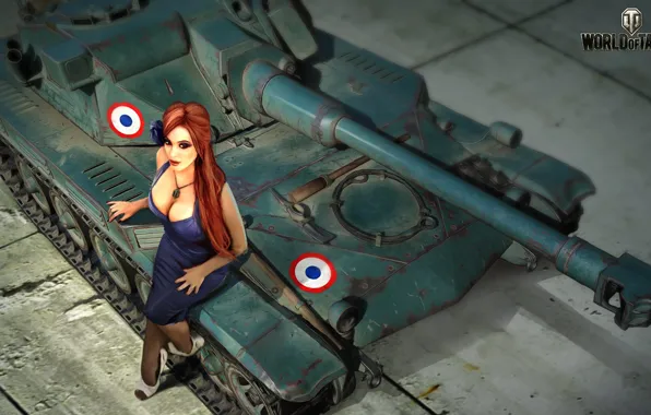 Picture girl, figure, art, tank, World of Tanks, Nikita Bolyakov, AMX ELC