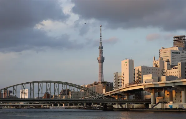 Bridge, city, the city, tower, Japan, Tokyo, Asia, Tokyo