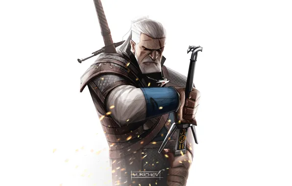 Minimalism, The game, Background, Fantasy, Art, Art, The Witcher, Geralt