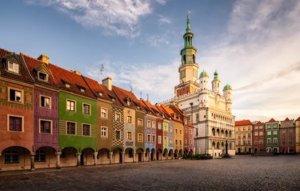 Picture building, home, area, Poland, colorful, town hall, Poland, Poznan