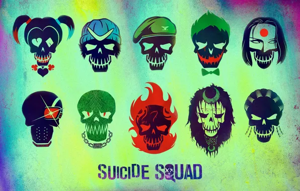 Picture Slipknot, Joker, Diablo, Katana, Deadshot, Harley Quinn, Killer Croc, Boomerang