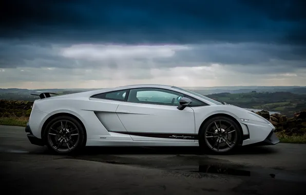 Picture white, profile, white, lamborghini, Lamborghini, lp570-4, black rims, gallardo superleggera