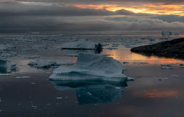 Clouds, horizon, ice, Greenland, Greenland, Evgenia Cech