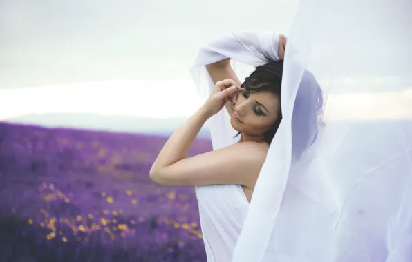 Field, girl, flowers, pose, beautiful, photographer, dreamy, Lukasz Derengowski