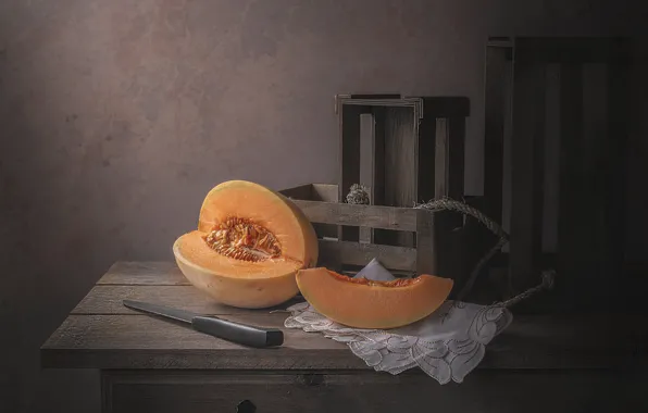 Food, slice, knife, boxes, chopped, still life, chest, composition