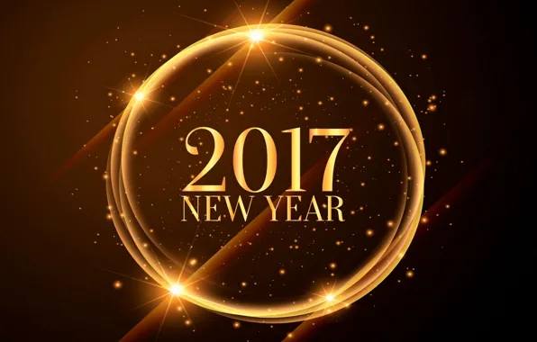 New year, golden, New Year, decoration, Happy, 2017, holiday celebration