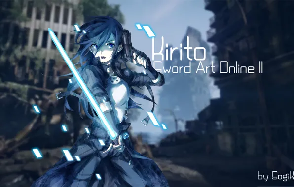 Sword, anime, art, Sword Art Online, Kirito