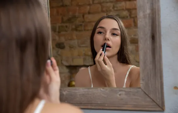 Model, brunette, gorgeous, photoshoot, posing, beautiful face, lipstick, pretty eyes