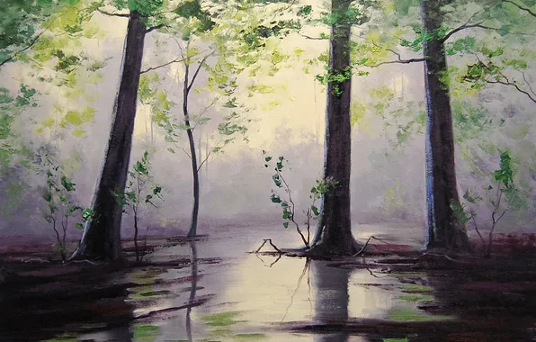 Figure, art, artsaus, wet forest