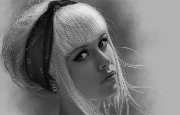 Eyes, look, girl, decoration, arrows, black and white, earrings, makeup