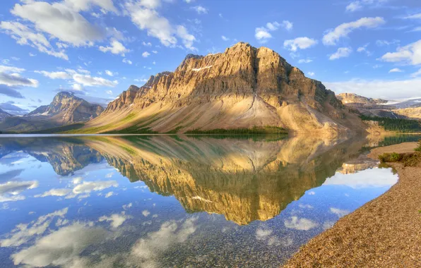 Mountains, nature, lake, reflection, stones, shore, beauty, Landscape