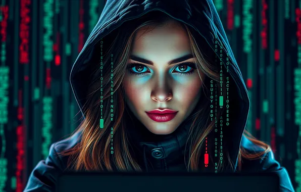 Girl, Internet, hacker, AI art