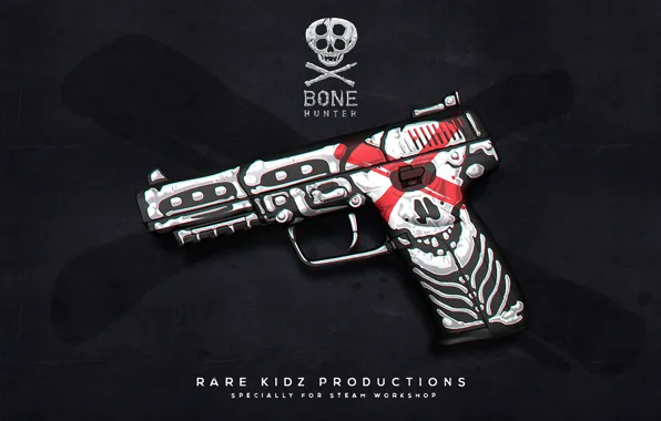 Skull, bones, paint, workshop, cs go, bone hunter, custom paint job, five-seven