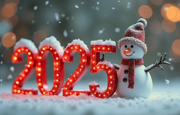 Picture New year, snowman, 2025