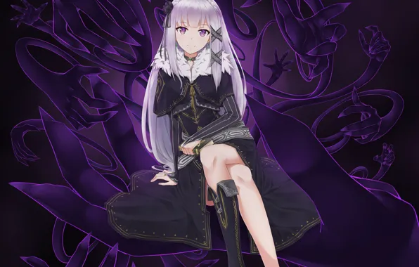 Picture girl, hands, anime, art, Emilia, re zero kara hajime chip isek or seikatsu, Satella