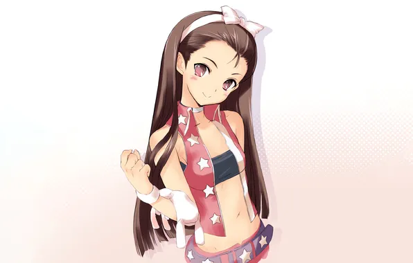 Girl, long hair, brown hair, anime, beautiful, pretty, top, bow