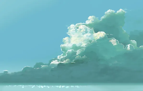 Sea, the sky, clouds, art, hatsune soyak