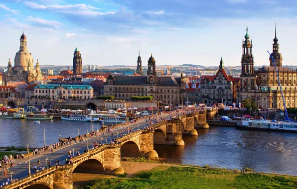 Picture bridge, river, home, Germany, Dresden