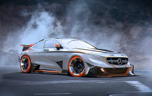 Picture Mercedes-Benz, Car, AMG, Tuning, Future, Silver, S63, by Khyzyl Saleem