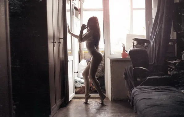 Girl, pose, room, model, brunette