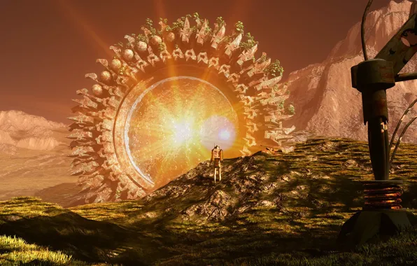 Mountains, the portal, object, starts again, Derelict Gate re-aligned