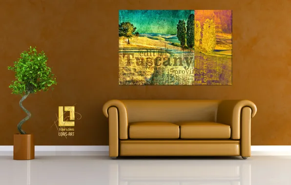 Design, style, room, sofa, interior, picture, tree