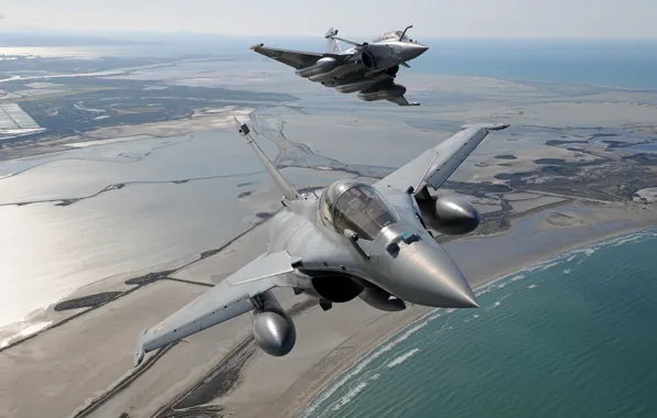 Wave, Fighter, Shore, Dassault Rafale, Cockpit, Rafale C, PTB, The air force of Qatar