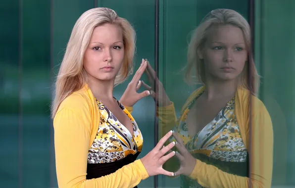 Yellow, Reflection, Yessica, Hands on glass