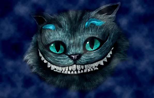 Blue, smile, head, Alice in Wonderland, Alice in Wonderland, Cheshire cat, Cheshire Cat