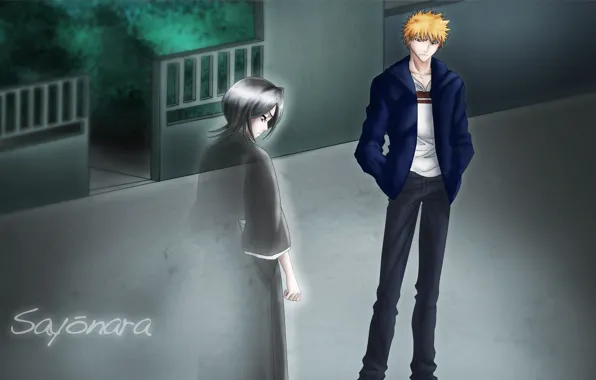 Bleach, Bleach, Ichigo Kurosaki, Rukia Kuchiki, empty street