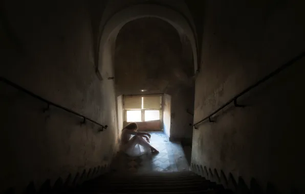 Picture girl, ladder, mood