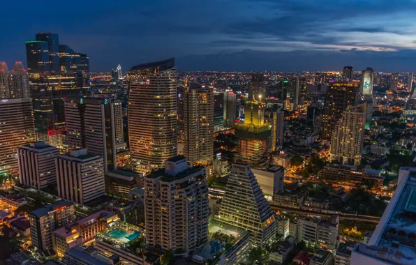 Night, the city, building, Thailand, Thailand, Bangkok, the urban landscape