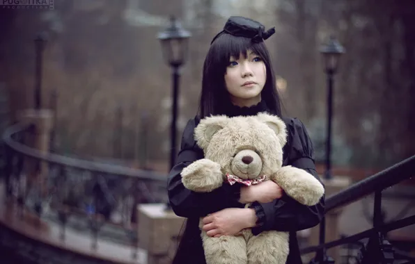 Girl, the city, anime, cosplay, Teddy bear, YUKO Sinji, Kamisama no Memo-chou