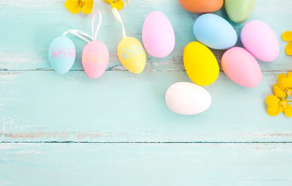 Flowers, eggs, spring, colorful, Easter, wood, pink, flowers