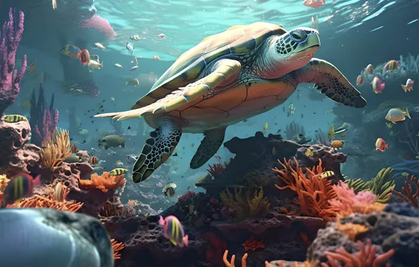 Picture animals, turtle, underwater world