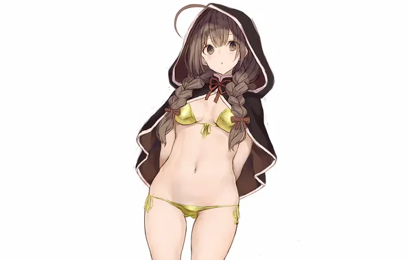 Girl, sexy, cleavage, long hair, brown hair, brown eyes, boobs, anime