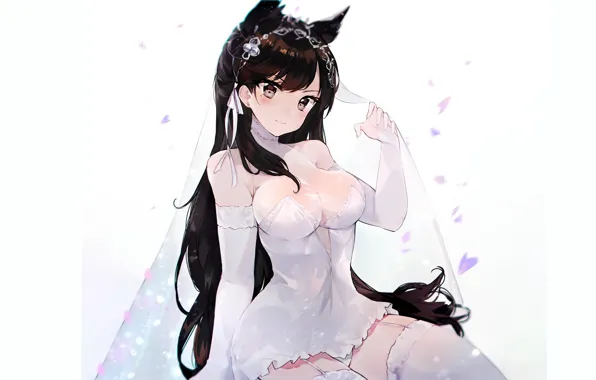 Girl, sexy, cleavage, panties, thighhighs, long hair, dress, boobs