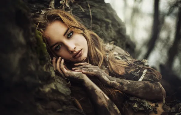 Forest, girl, mood