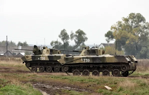 Exercises, BMD-2, Russian airborne troops, fighting vehicles of a landing