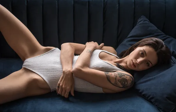 Tattoo, legs, the beauty, brown-eyed, le chat, Hanna Mosley