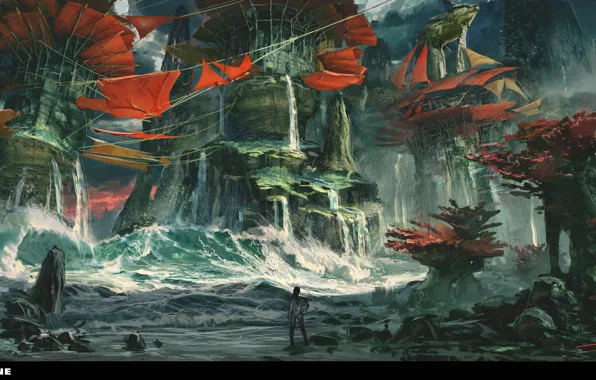 Sea, wave, girl, storm, rocks, Jude Smith, Siren Beach