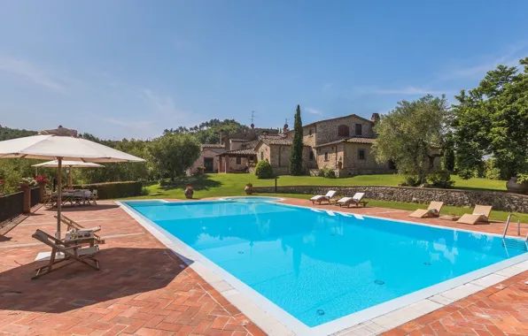 Villa, pool, Italy, architecture, Tuscany, 18th century, Villa Dell'Angelo