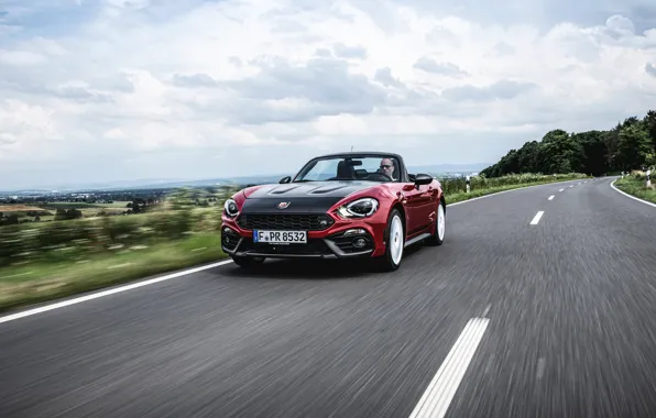 Road, Roadster, spider, Abarth, black and red, 124 Spider, 2019, Rally Tribute