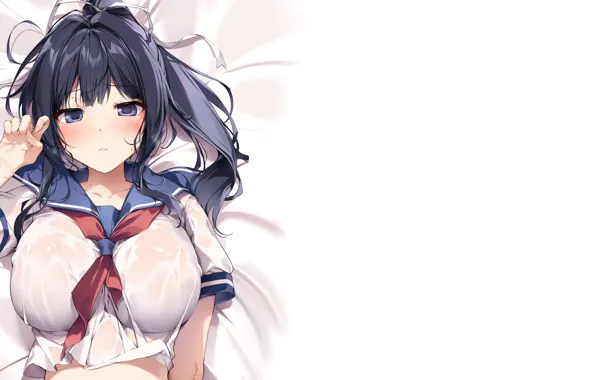 Kawaii, girl, hot, sexy, wet, school uniform, boobs, anime