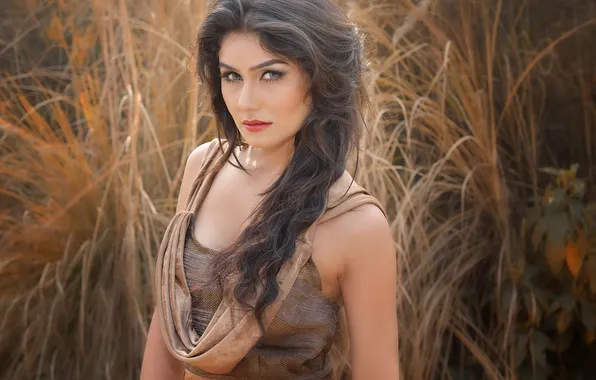 Girl, portrait, brown hair, gray-eyed