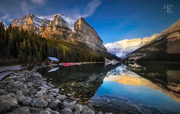 Picture forest, mountains, nature, lake, reflection, Canada
