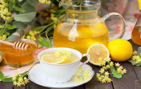 Picture lemon, tea, honey, Linden