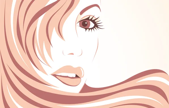 Picture look, girl, face, eyelashes, hair, vector
